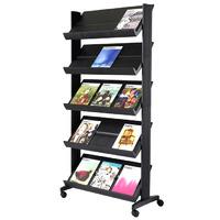 Fast Paper Single-sided Mobile Literature Display with 5 Shelves (Black)