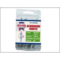 Faithfull Aluminium Rivets 5mm Medium Pack 50