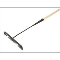 Faithfull 16 Round Teeth Tarmac Rake - Wooden Handled