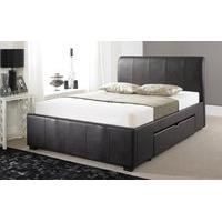 Faux Leather Drawer Bed Frame, King Size, Faux Leather - White