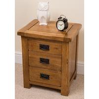 farmhouse rustic solid oak 3 drawer bedside