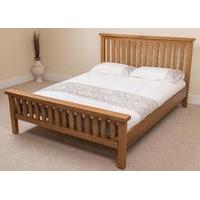 Farmhouse Rustic Solid Oak 4ft6 Double Bed Frame with Memory Foam Mattress