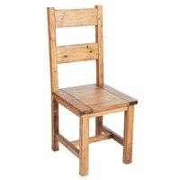 Farmhouse Pine Rough Sawn Dining Chair with Faux Leather Seat - Cream