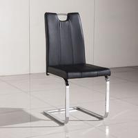 Fabrize Dining Chair In Black Faux Leather With Chrome Base