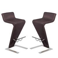 Farello Bar Stools In Dark Brown Faux Leather In A Pair