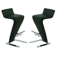 Farello Bar Stools In Black Faux Leather in A Pair
