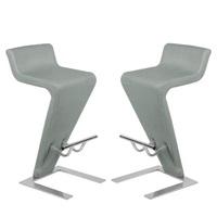 Farello Bar Stools In Charcoal Grey Faux Leather in A Pair