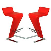 Farello Bar Stools In Red Faux Leather in A Pair