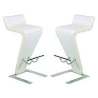 Farello Bar Stools In White Faux Leather in A Pair