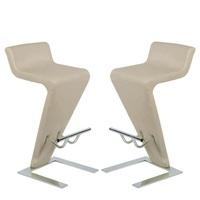 Farello Bar Stools In Taupe Faux Leather In A Pair