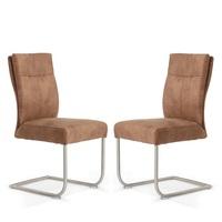 farren cantilever dining chair in brown faux leather