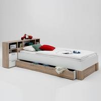Fabrizio Wooden Bed In Canadian Oak And White With Storage