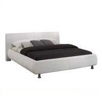 Faux Leather White Bed Frame with Headboard Double
