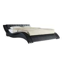 Faux Leather Black Waved Bed Frame Double