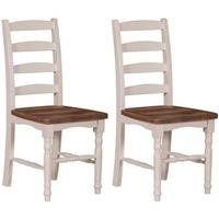 Farmhouse Horizontal Slat Dining Chair with Solid Seat (Pair)