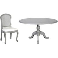 Fayence Grey Dining Set - Round with 4 Rattan Chairs