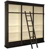 Fayence Black Library Bookcase with Ladder