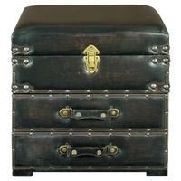 Faux Leather Telephone Seat - 2 Drawers