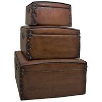 Faux Leather Storage Boxes (Set of 3)