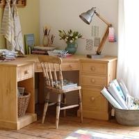 Farmhouse Pine Corner Computer Desk