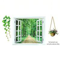 Fashion Landscape False Window Forest Road Wall Stickers Removable Bedroom Living Room PVC Wall Decals