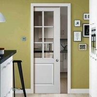 Faro White Single Pocket Door - Clear Glass