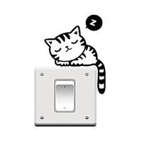 fashion vinyl wall sticker switch humorous cute black cat