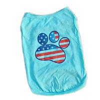 Fashion Cotton US Flag Paws Pattern Pet Shirt Dog Clothes Apparel Clothing Summer Breathable Sport Style Vest T-Shirt