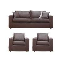 Faux Leather 3 seater sofa plus 2 chairs