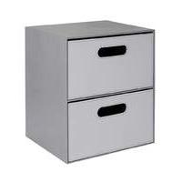 Faux Leather Two-Tone 2 Drawer Unit