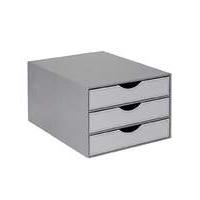 Faux Leather Two-Tone 3 Drawer Desk Unit