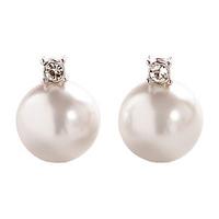 Faux Pearl and Diamond Earrings