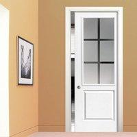 Faro White Primed Pocket Fire Door - Etched Clear Safety Glass - 30 Minute Fire Rated