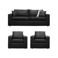 faux leather 3 seater sofa plus 2 chairs