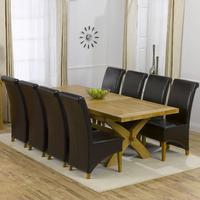faversham solid oak 200cm extending dining table with 8 valencia chair ...