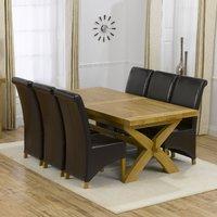 faversham solid oak 200cm extending dining table with 6 valencia chair ...