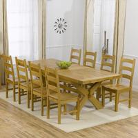 Faversham Solid Oak 200cm Extending Dining Table with 8 Toronto Chairs in Timber