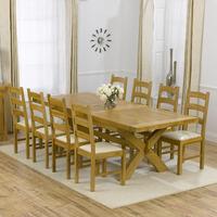 Faversham Solid Oak 200cm Extending Dining Table with 8 Toronto Chairs