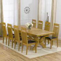 faversham solid oak 200cm extending dining table with 8 toulouse chair ...