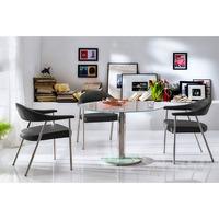 Falko Frosted Glass Top Round Dining Table With 4 Aurelia Chairs