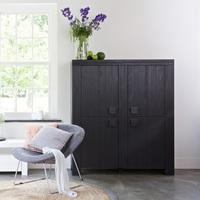Fable Wooden Storage Cabinet In Black With 2 Doors