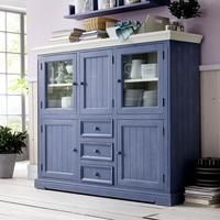 Falcon Highboard In Pine Wood Blue And White