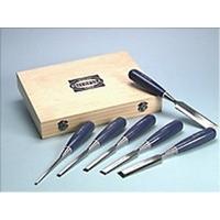 faithfull bevel edge chisel set in wooden case 6 piece