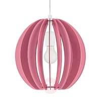 Fabella hanging light with wooden slats in magenta