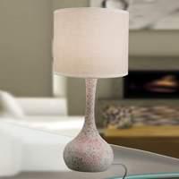 Fabric table lamp Liah with ceramic base