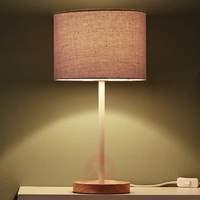 Fabric Limba table lamp with wooden base