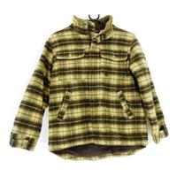Fat Face Age 10-11 yrs Fern Green and Dark Green Wool Mix Plaid Padded Coat