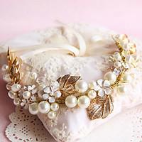 Fashion Wedding Party Women Bride Pearls Leaves Headbands