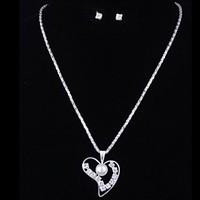 fashion pearl heart silver alloy includes necklaceearrings jewelry set ...