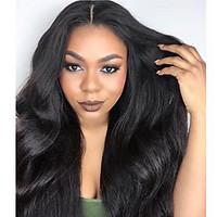 Fashion Long Bouncy Soft Body Wave Natural Black Off Heat Resistant Hair Synthetic Lace Front Wigs